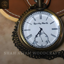 Antique Engraved Brass Elgin Pocket Watch with Chain - A Premium Gift for Men