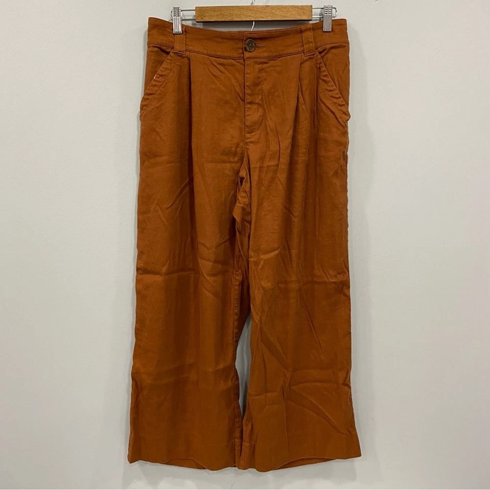 CABI M Cruise Crop Pant Sienna Brown Wide Leg Linen Blend 6478 Minimalist Preppy - Image 2 of 4