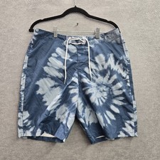 Abercrombie  Fitch Men Swimwear S Blue Tie Dye Swim Trunks 8" Inseam