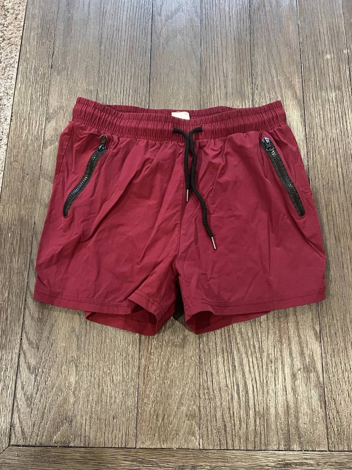 Mens Bodybuilding Lined Athletic Shorts Burgundy Medium