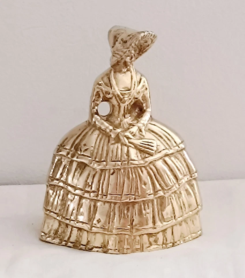 Ancienne Grande Clochette de Table Élégante Victorienne en Bronze doré de 13cm - Photo 2/4