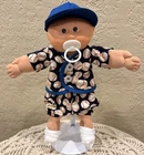 Cabbage Patch Kid Preemie. Handmade Baseball Outfit, Cap, Pacifier. Tuft of hair