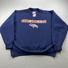 Vintage Denver Broncos Sweatshirt Mens Large Navy Blue Majestic NFL Football 90s