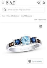 LeVian Solid 14K White Gold Aquamarine Sapphi...