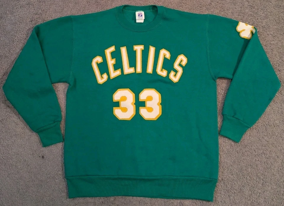 Sudadera Trébol Vintage Logo 7 Boston Celetics Larry Bird #33 Hecha en EE. UU. Para Hombre Foto 3 de 4