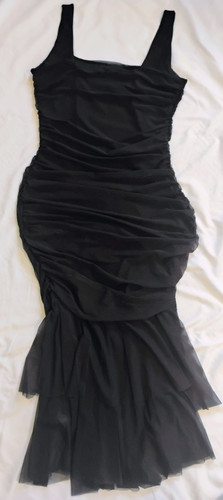BNWT - Bodycon Ruched Sleevless Black Evening Midi Dress Size Large