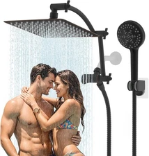 Hibbent Metal Shower Head 10'' High Pressure Rain Shower Handheld Combo Oil Rubb