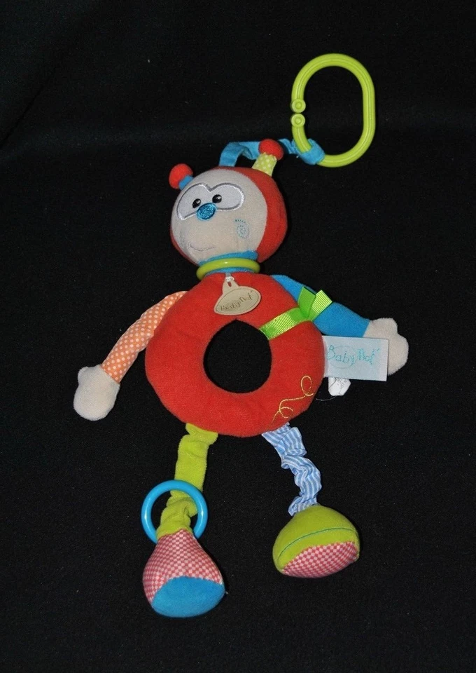 Peluche doudou coccinelle d' activités BABY NAT' grelot anneau vert 26 cm NEUF - Photo 1/1