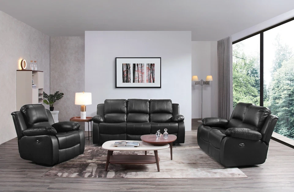 Leather Recliner Sofa 3+2+1 Suite Set – Modern Motor & Manual Recliners VALENCIA - Image 3 of 4
