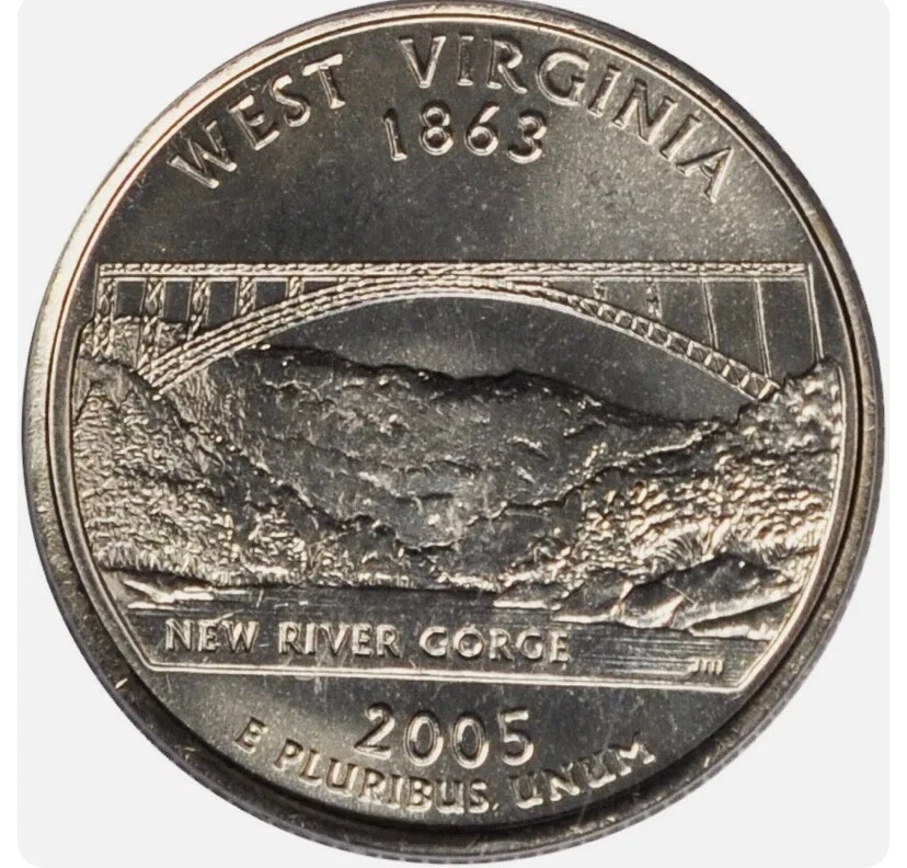 RARE MINT 1863 P Quarter Dollar West Virginia, New River Gorge - Image 2 of 3