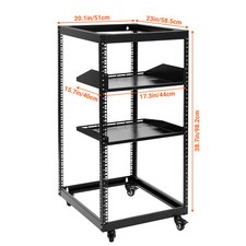 Image of 12U/15U/20U 4 Post Open Frame Server Rack Network Enclosure with Metal Wheels