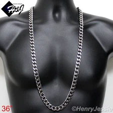 36"MEN's Stainless Steel HEAVY WIDE 11x5mm Silver Cuban Curb Chain Necklace