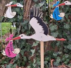 Storch zur Geburt Geschenk Klapperstorch mit Namen personalisiert zum Aufstellen