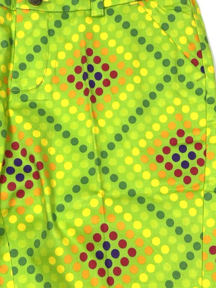 Calça cropped Loudmouth Golf feminina 4 pontos matriz verde multicolorida elástica NOVA - Imagem 3 de 4