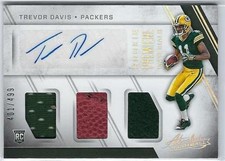 2016 TREVOR DAVIS AUTOGRAPH JERSEY PREMIER MATERIALS GB PACKERS #/499