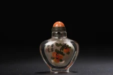 Collect Chinese Natural Crystal Inside Painting Persimmon Exquisite Snuff Bottle