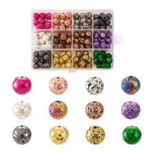 120pcs 12 Color 10mm Electroplated Natural Lava Rock Bumpy Round Beads Spacer