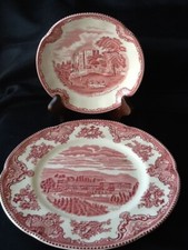 Johnson Bros England Old Britain Castles Rot Dessertteller Ø 20 cm  & Untertasse