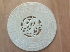 Chinese Han Dynasty Natural Hetian Jade Stone Fengshui Dragon Beast disc - 11"