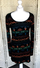 Vero Moda Jeans Aztec Print Neon Knit Mini Short Stretch Dress Size M  10 12