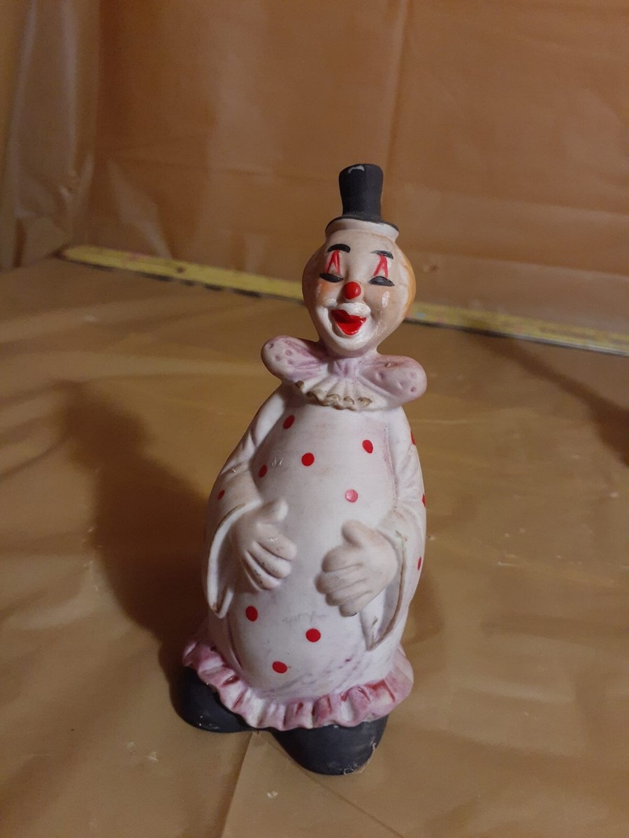 Vintage Happy White & Red Clown Porcelain Bell Enesco, Taiwan, 5
