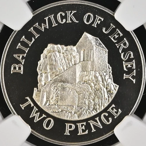 JERSEY. 1983, 2 Pence, Silver - NGC PF69 - Top Pop 🥇 L'Hermitage of St. Helier