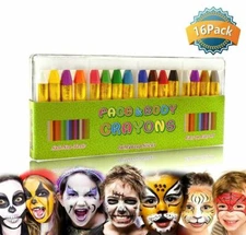 4  PACK  Face Crayons 16 Colors Face and Body Paint Sticks WASHES OFF SAFE 