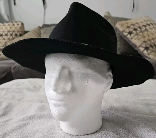 VTG Dorfman Pacific 100% Wool Felt Stockton USA Black Western Hat Large WPL 4384 - Picture 2 of 11