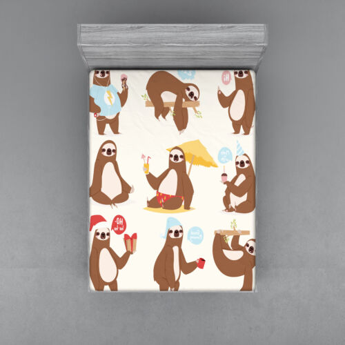 Sloth Fitted Sheet Cover with All-Round Elastic Pocket in 4 Sizes - Picture 1 of 84