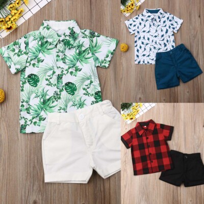 2Pcs Kids Baby Boys Summer Tracksuit Set Toddler Short Sleeve Outfits Clothes