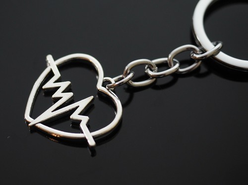 Heart Beat EKG ECG Silver Keychain Couples Lovers Keyring Valentine's ...