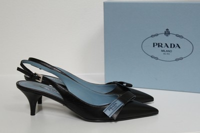prada logo bow slingback pump