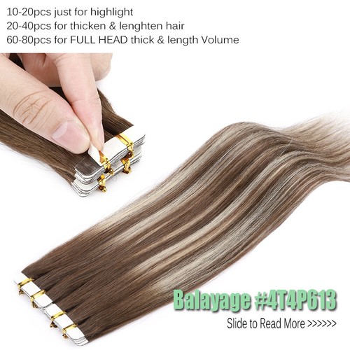 Ombre 200G 80pcs Tape In Russian Remy Human Hair Extensions Real Skin Weft THICK - Picture 40 of 46