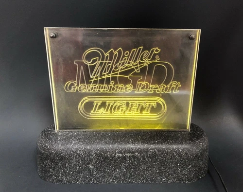 Vintage Miller Genuine Draft MGD Light Beer Acrylic Lighted Flashing* Shelf Sign