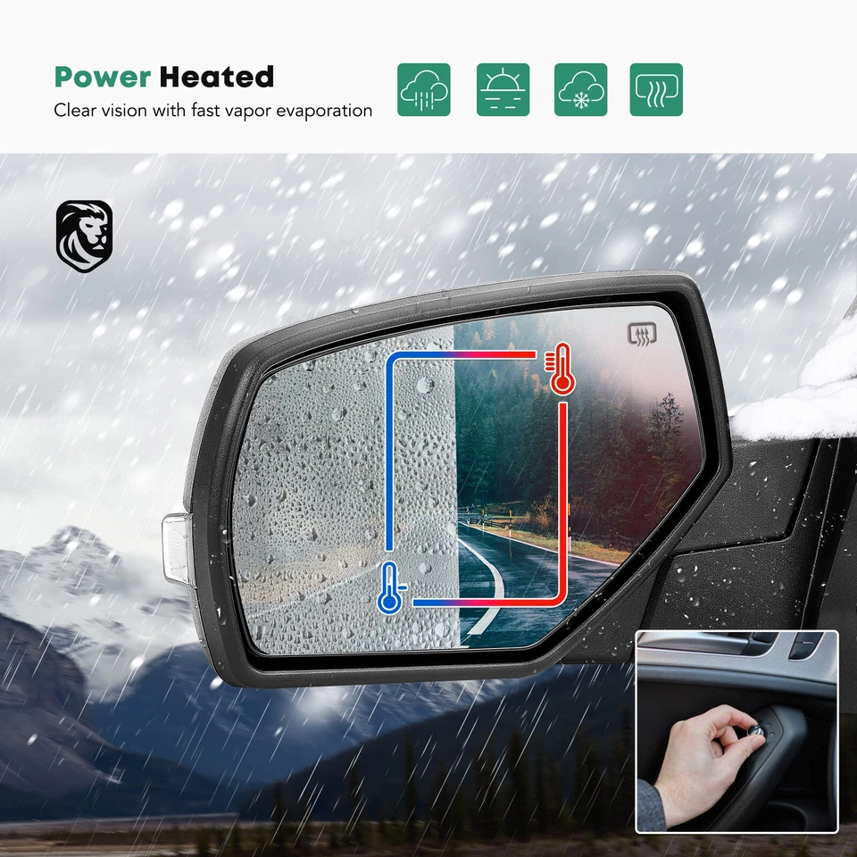 2x Power Heated Towing Mirror w/ Puddle Light for Chevrolet Silverado 1500 GMC - Image 3 of 4