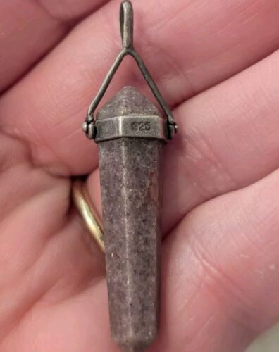 Sterling Silver Wrap Quartz Pendant Charm Handcrafted Vtg Stone Natural Art