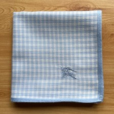 HANDKERCHIEF ART VINTAGE BLUE CHECKS MEN'S POCKET SQUARE COTTON 19" A-0815