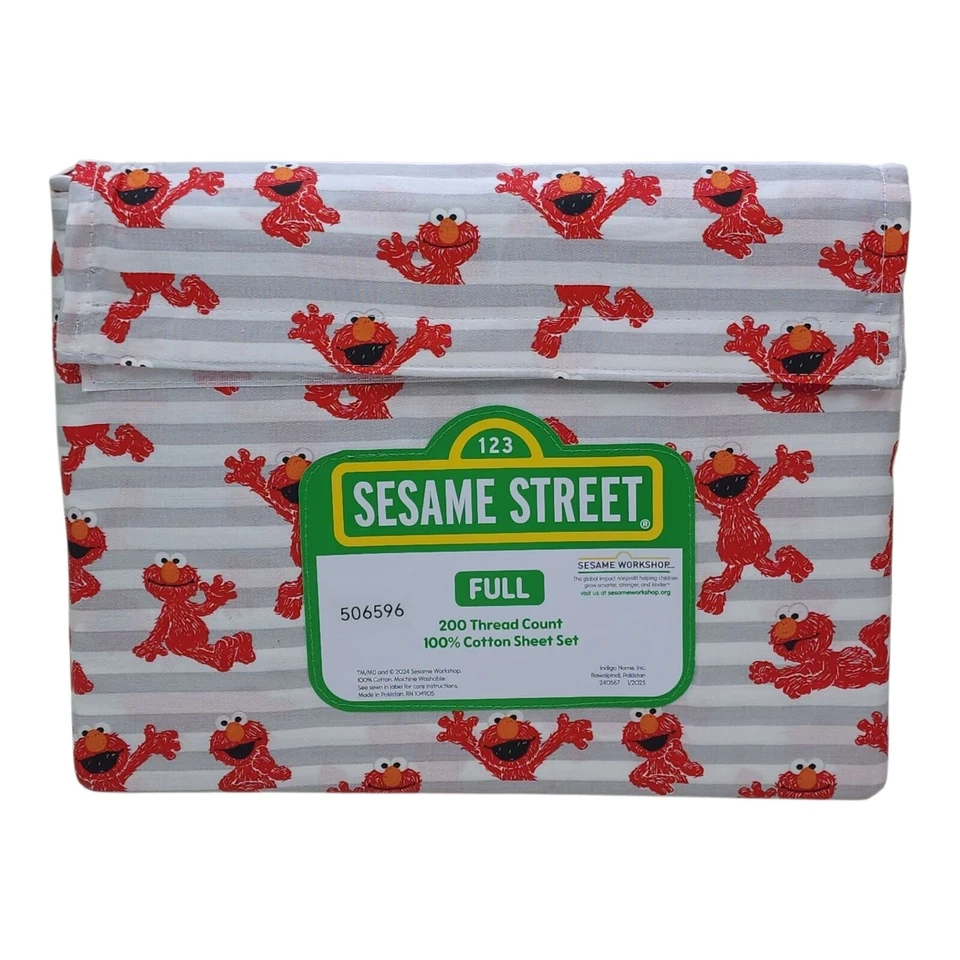 Juego de Sábanas COMPLETO Plaza Sésamo con Elmo 100% Algodón 4 Piezas NUEVO Foto 3 de 4