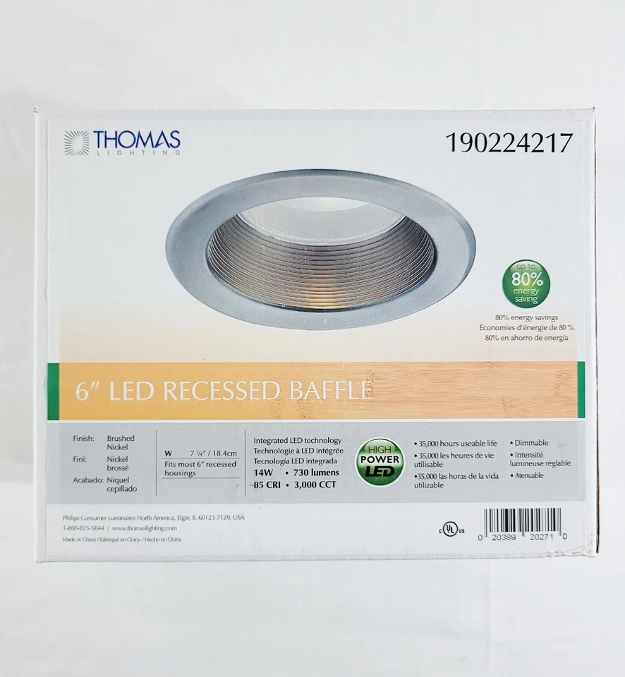 (4) New THOMAS LIGHTING 6" LED Recessed Baffle 190224217 14W 730 Lumens 85 CRI - Image 2 of 4
