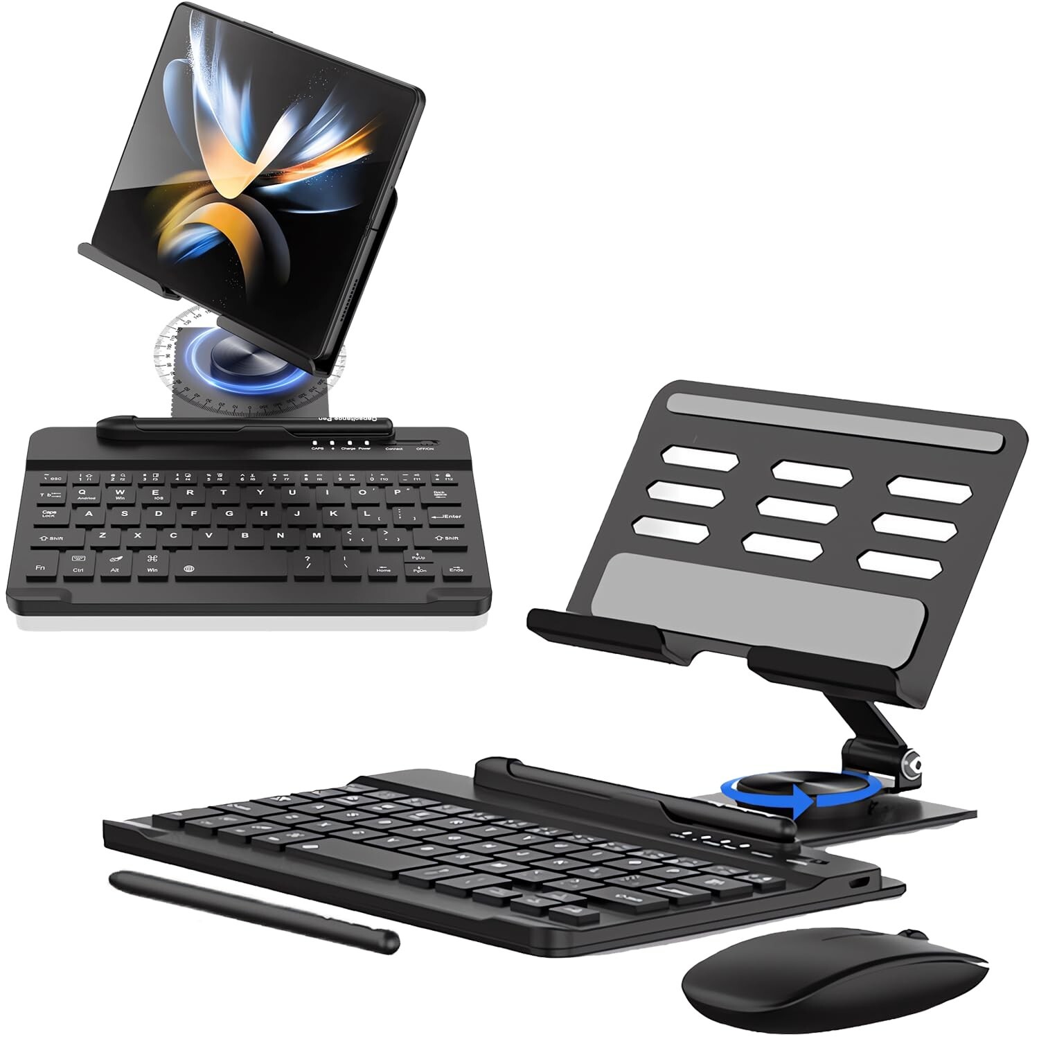 Samsung Galaxy Z Fold 6 5 4 Detachable Stand with Keyboard & Mouse-image