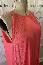 Vintage Henson Kickernick Long Lace Nightgown Peignoir Robe Set Coral M