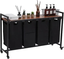 Laundry Hamper Basket Organizer Laundry Sorter with Large Top Shelf