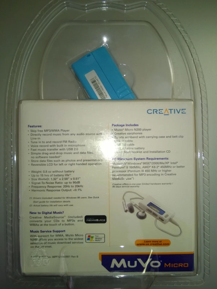 Creative MuVo Micro N200 256 MB MP3 Player Light Blue - Image 2 of 4