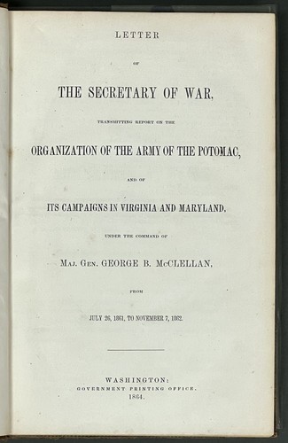 Ameican Civil War / LETTER Of The SECRETARY Of WAR Transmitting Report 1st 1864