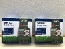 Lot of 2 Orbit Easy Dial 4-Station Irrigation Sprinkler Timer Model 57594 *NEW**