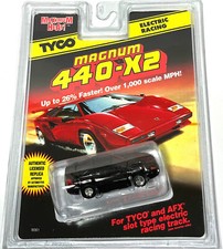 1pc 1995 TYCO 440-X2 Chrome Wheels "Twin Turbo" Black DODGE STEALTH Carded 9061