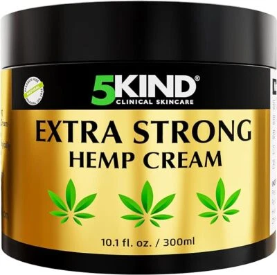 5KIND CLINICAL SKINCARE 5kind Extra Strong Hemp Cream 300ml for Joint, Muscle and Back Pain Relief