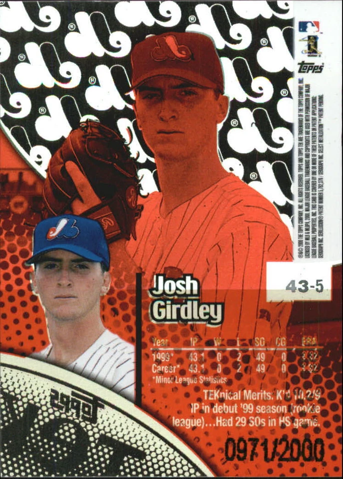 2000 Topps Tek Pattern 5 #43 Josh Girdley /2000 - NM-MT - Image 2 of 2
