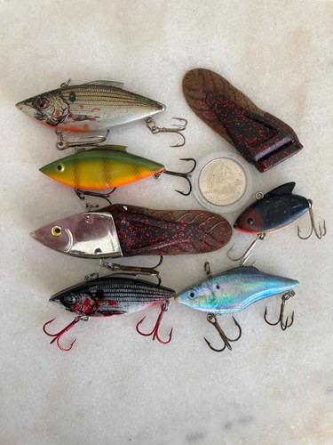 VTG LURES LOT 6 LIPLESS CRANKBAITS POWERTAILS RATTLES BILL LEWIS RAT-L-TRAP MIX - Picture 8 of 10