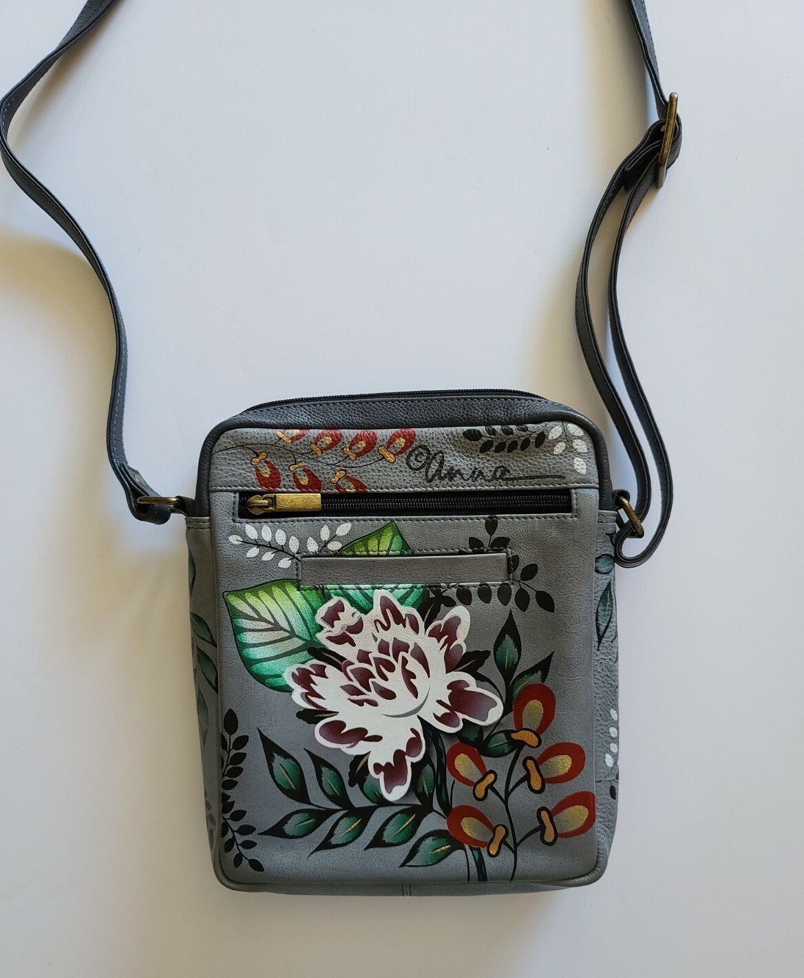 Anna by Anuschka Crossbody Messenger Leather Bag 8358… Gem